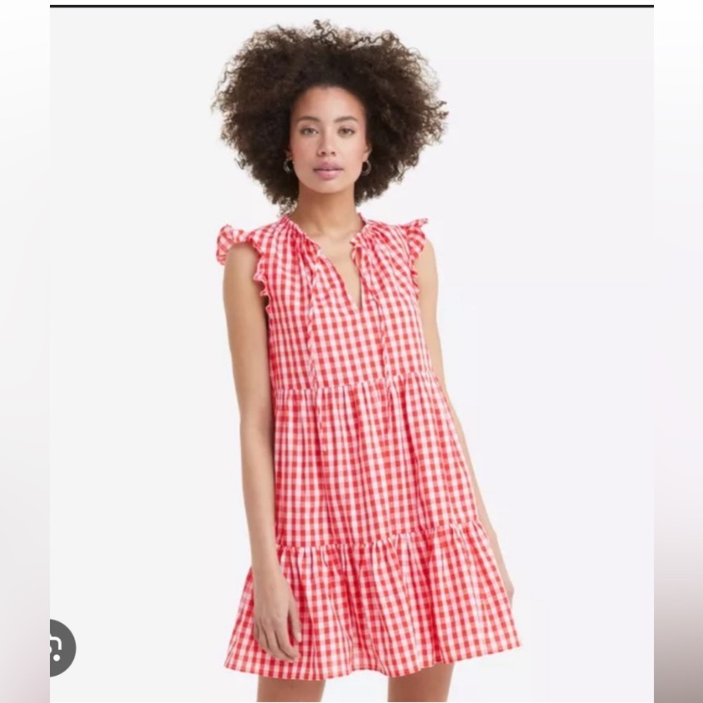 NWT! Draper James/ Connie Flutter sleeve red gingham dress